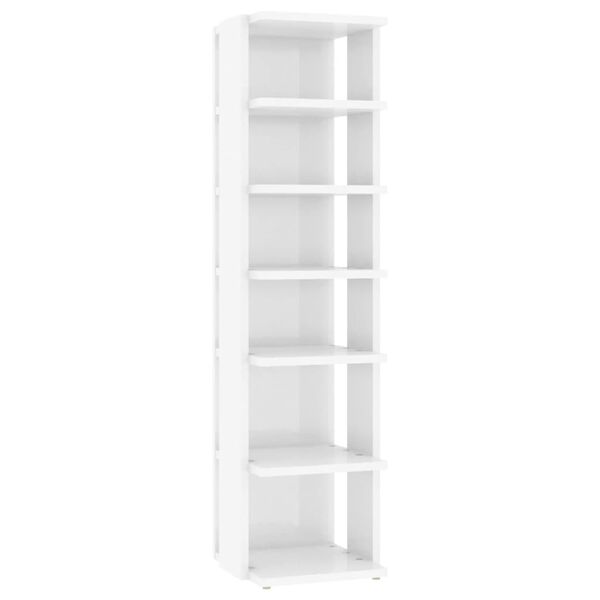 vidaXL Shoe Cabinet High Gloss White 27.5x27x102 cm Engineered Wood