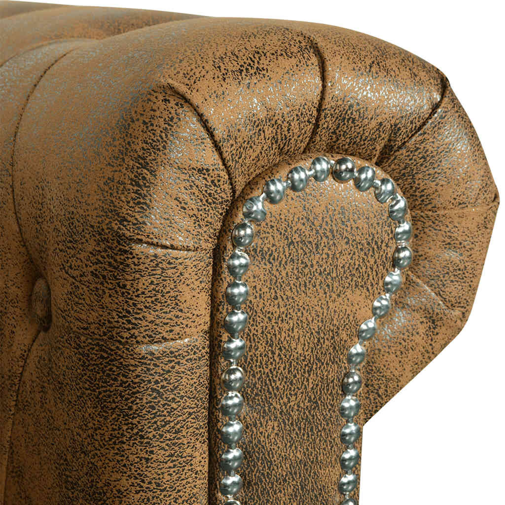 vidaXL Chesterfield Sofa 2-Seater Artificial Leather Brown