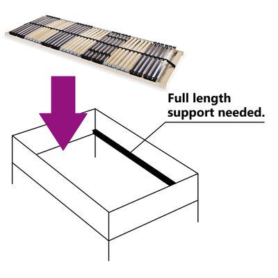 vidaXL Slatted Bed Base without Mattress with 42 Slats 7 Zones 90x200 cm