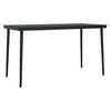 vidaXL Garden Dining Table | Black | Powder-coated steel, Tempered glass | Large