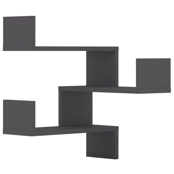 vidaXL Wall Corner Shelf 2 pcs Grey 40x40x50 cm Engineered Wood
