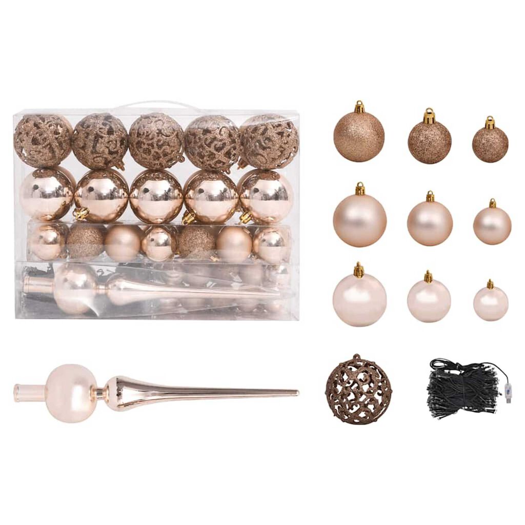 vidaXL Artificial Pre-lit Christmas Tree with Ball Set Black 120 cm PVC