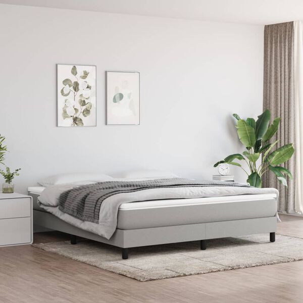 vidaXL Box Spring Bed Frame Light Grey 180x200 cm Super King Fabric