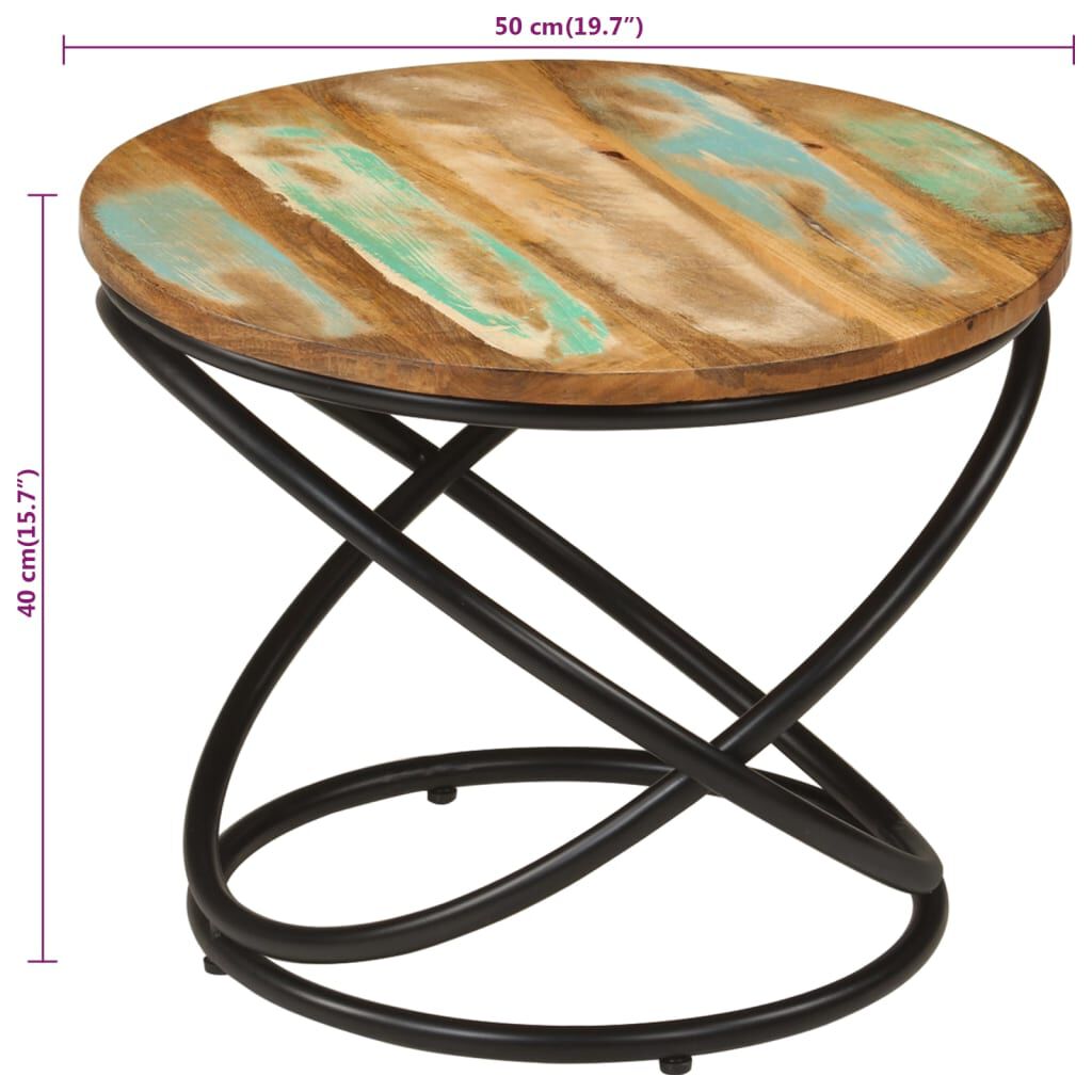vidaXL Coffee Table Ø50x40 cm Solid Wood Reclaimed and Steel
