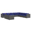vidaXL 10 Piece Garden Lounge Set with Cushions Grey Poly Rattan