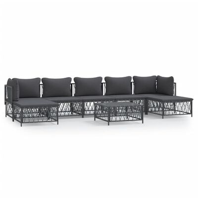 vidaXL 8 Piece Garden Lounge Set with Cushions Anthracite Steel, anthracite vidaXL 8 Piece Garden Lounge Set with Cushions Anthracite Steel