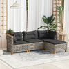 vidaXL 4 Piece Garden Sofa Set with Cushions Grey Poly Rattan
