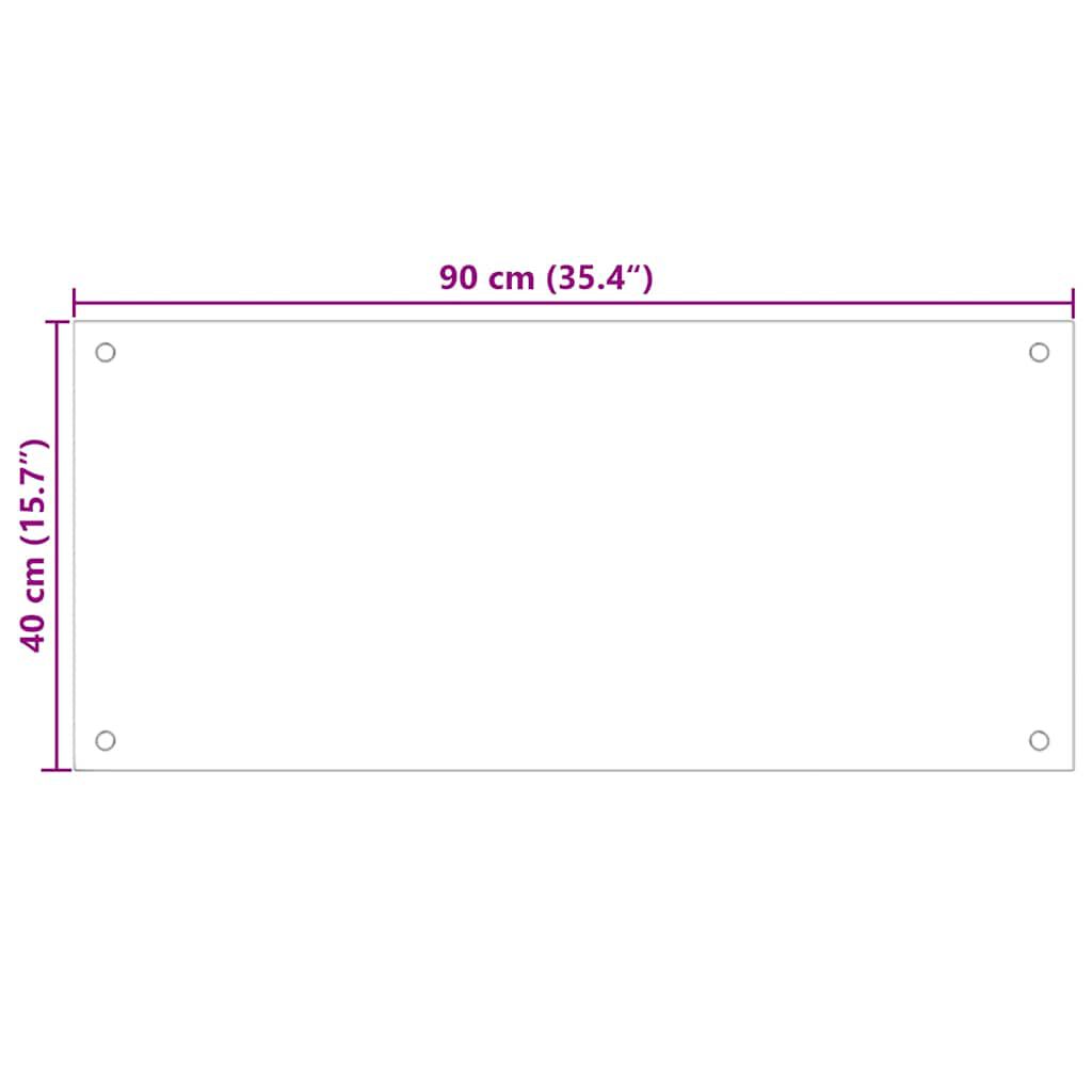 vidaXL Kitchen Backsplash Transparent 90 x 40 cm Tempered Glass
