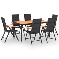 vidaXL 7 Piece Garden Dining Set Black and Brown