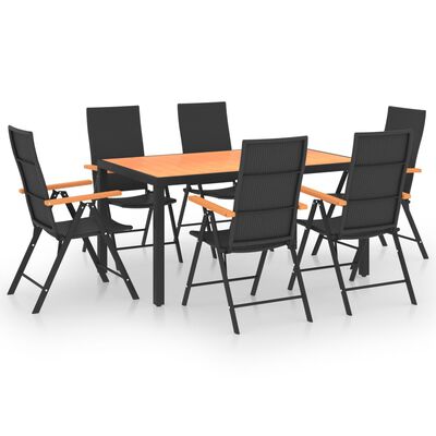 vidaXL 7 Piece Garden Dining Set Black and Brown,  vidaXL 7 Piece Garden Dining Set Black and Brown