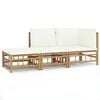 vidaXL 3 Piece Garden Lounge Set with Cream White Cushions Bamboo
