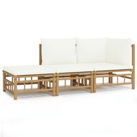 vidaXL 3 Piece Garden Lounge Set with Cream White Cushions Bamboo,  vidaXL 3 Piece Garden Lounge Set with Cream White Cushions Bamboo
