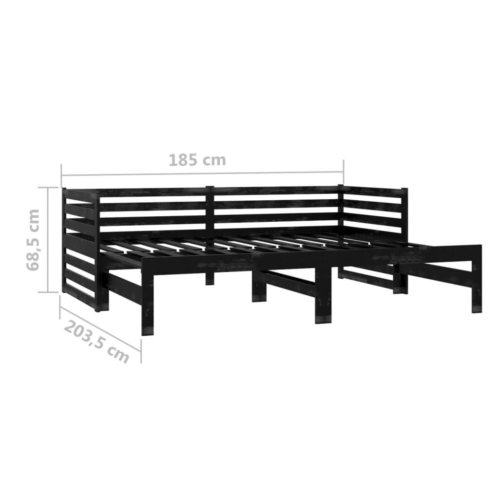 vidaXL Pull-out Day Bed without Mattress Black 2x(90x200)cm