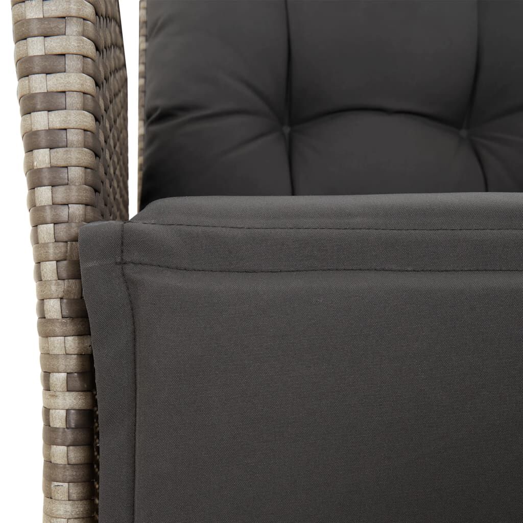 vidaXL Reclining Garden Chairs 2 pcs with Footrest Grey Poly Rattan