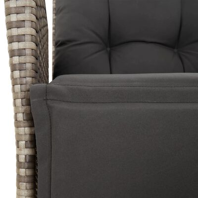 vidaXL Reclining Garden Chairs 2 pcs with Footrest Grey Poly Rattan, grey vidaXL Reclining Garden Chairs 2 pcs with Footrest Grey Poly Rattan
