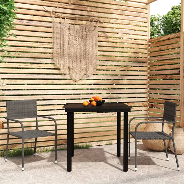 vidaXL 3 Piece Garden Dining Set Grey