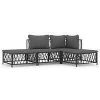 vidaXL 4 Piece Garden Lounge Set with Cushions Anthracite Steel, anthracite vidaXL 4 Piece Garden Lounge Set with Cushions Anthracite Steel