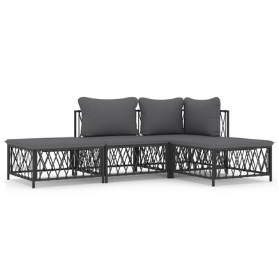 vidaXL 4 Piece Garden Lounge Set with Cushions Anthracite Steel