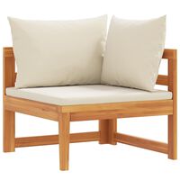 vidaXL Corner Sofa with Cream White Cushions Solid Acacia Wood, cream white vidaXL Corner Sofa with Cream White Cushions Solid Acacia Wood