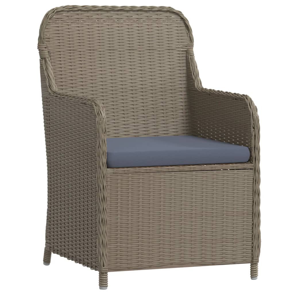 vidaXL 7 Piece Garden Dining Set with Cushions Brown