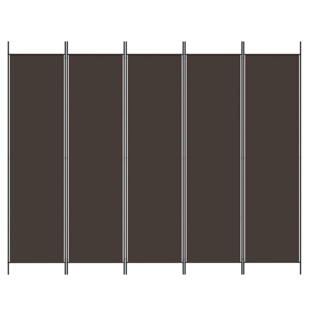 vidaXL 5-Panel Room Divider Brown 250x200 cm Fabric