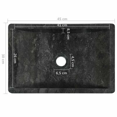 vidaXL Sink 45x30x12 cm Marble High Gloss Black, black vidaXL Sink 45x30x12 cm Marble High Gloss Black