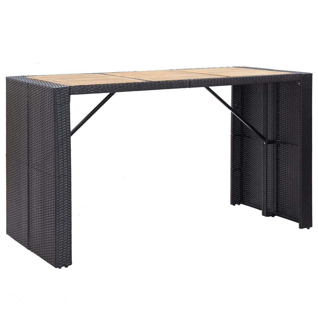 vidaXL 7 Piece Outdoor Bar Set with Cushions Poly Rattan Black