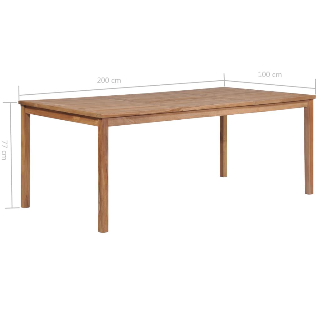 vidaXL Garden Table 200x100x77 cm Solid Teak Wood