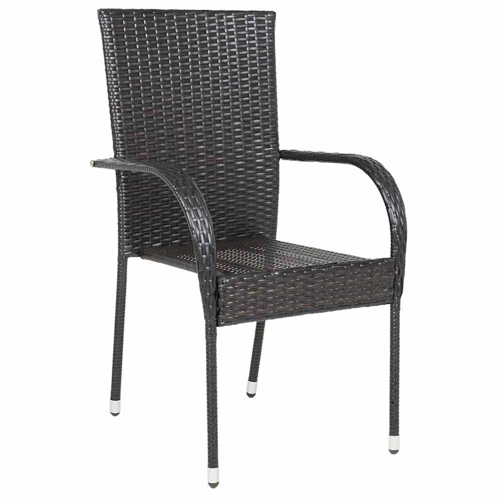 vidaXL Stackable Outdoor Chairs 2 pcs Poly Rattan Brown
