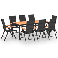 vidaXL 9 Piece Garden Dining Set Black and Brown,  vidaXL 9 Piece Garden Dining Set Black and Brown