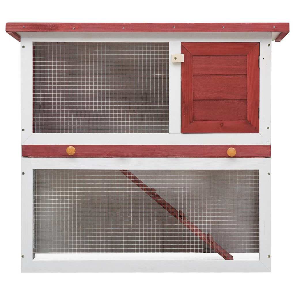 vidaXL Outdoor Rabbit Hutch 1 Door Red Wood