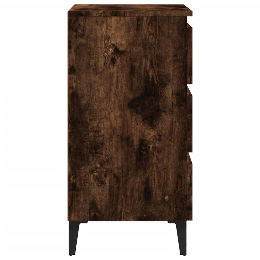 vidaXL Bed Cabinets with Metal Legs 2 pcs Smoked Oak 40x35x69 cm