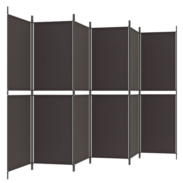 vidaXL 6-Panel Room Divider Brown 300x180 cm Fabric