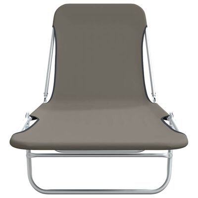 vidaXL Folding Sun Loungers 2 pcs Steel and Fabric Grey, grey vidaXL Folding Sun Loungers 2 pcs Steel and Fabric Grey