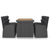 vidaXL 7 Piece Outdoor Dining Set with Cushions Poly Rattan Black