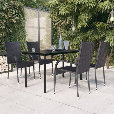 vidaXL 5 Piece Outdoor Dining Set Black, black vidaXL 5 Piece Outdoor Dining Set Black