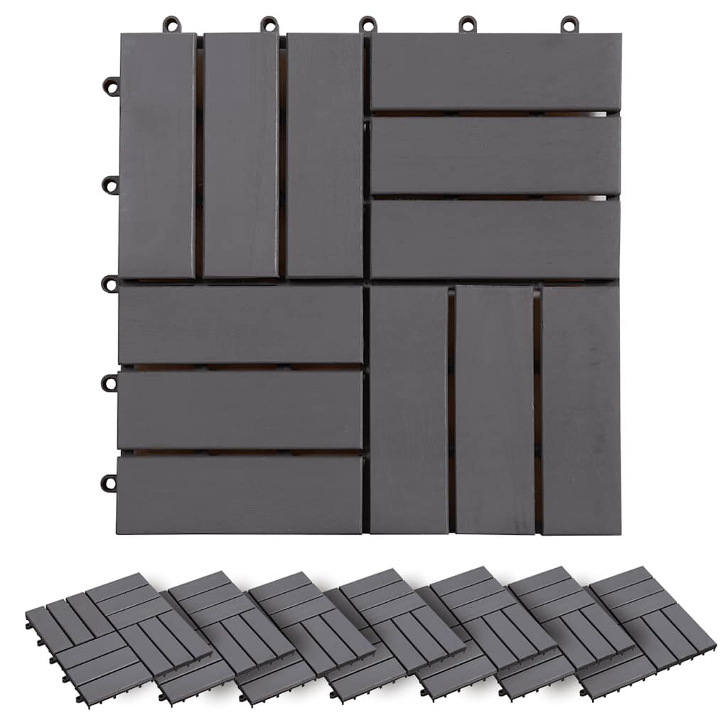 vidaXL Decking Tiles 20 pcs Grey Wash 30x30 cm Solid Acacia Wood