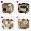 vidaXL Pouffe Goatskin Leather Round 50x50x45 cm