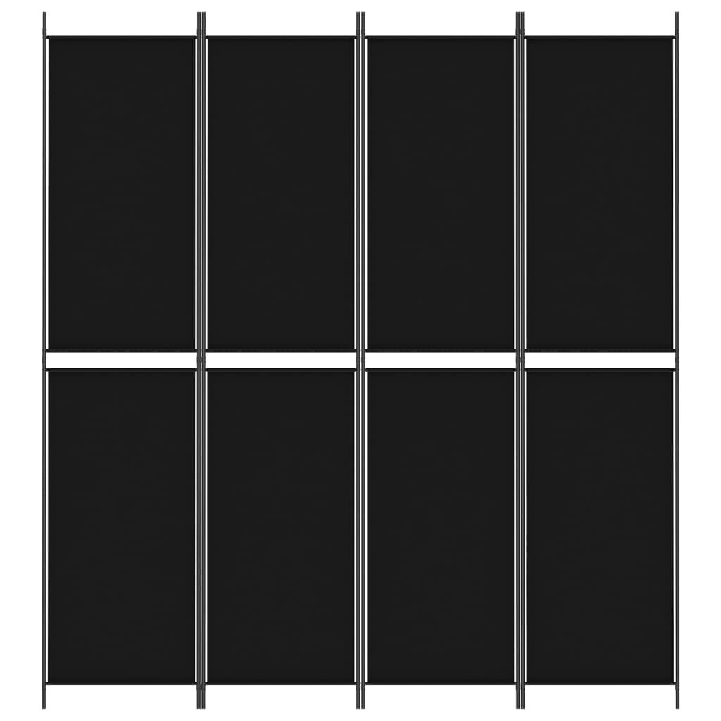 vidaXL 4-Panel Room Divider Black 200x220 cm Fabric