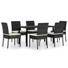 vidaXL 7 Piece Garden Dining Set Poly Rattan Black