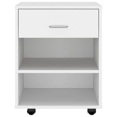 vidaXL Rolling Cabinet White 46x36x59 cm Engineered Wood, white vidaXL Rolling Cabinet White 46x36x59 cm Engineered Wood