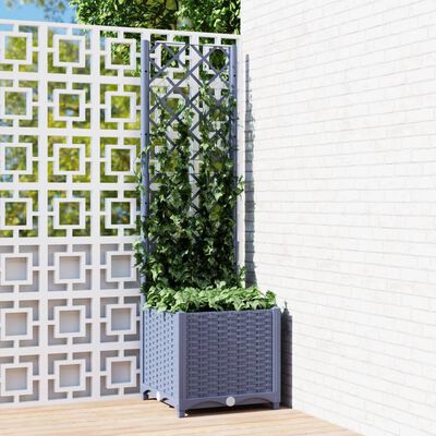 vidaXL Garden Planter with Trellis Blue Grey 40x40x136 cm PP