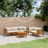 vidaXL 6 Piece Garden Lounge Set with Cream Cushion Solid Acacia Wood