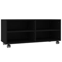 vidaXL TV Cabinet with Castors Black 90x35x35 cm Engineered Wood, black vidaXL TV Cabinet with Castors Black 90x35x35 cm Engineered Wood