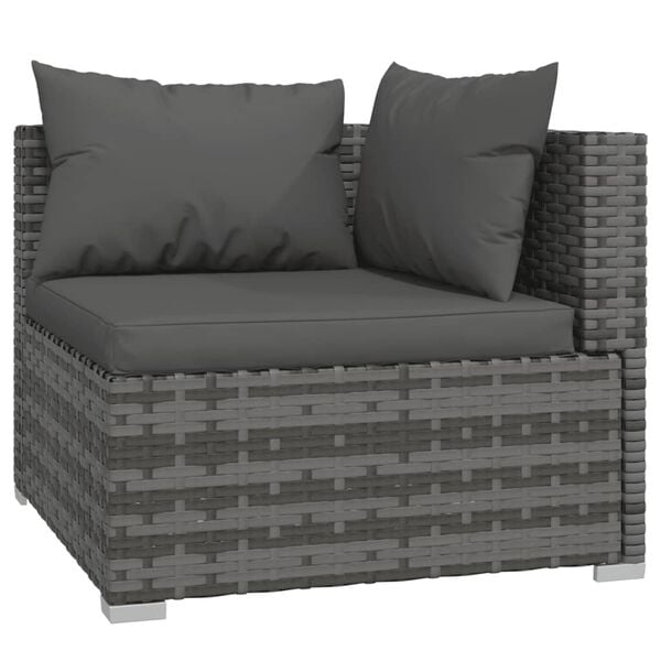 vidaXL 4 Piece Garden Lounge Set with Cushions Grey Poly Rattan