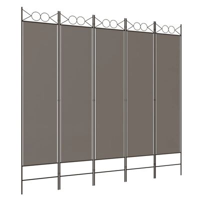 vidaXL 5-Panel Room Divider Anthracite 200x200 cm Fabric, anthracite vidaXL 5-Panel Room Divider Anthracite 200x200 cm Fabric