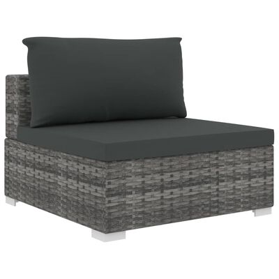 vidaXL 6 Piece Garden Lounge Set with Cushions Poly Rattan Grey, grey vidaXL 6 Piece Garden Lounge Set with Cushions Poly Rattan Grey