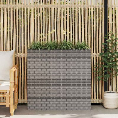 vidaXL Garden Raised Bed with 4 Pots Poly Rattan Grey, grey vidaXL Garden Raised Bed with 4 Pots Poly Rattan Grey