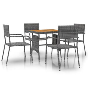vidaXL 5 Piece Outdoor Dining Set Poly Rattan Grey
