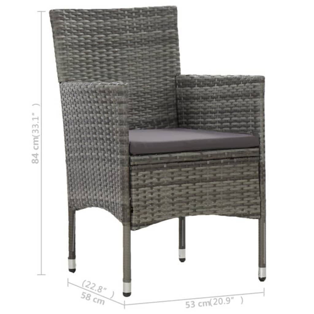 vidaXL 3 Piece Garden Dining Set Grey Poly Rattan and Acacia Wood